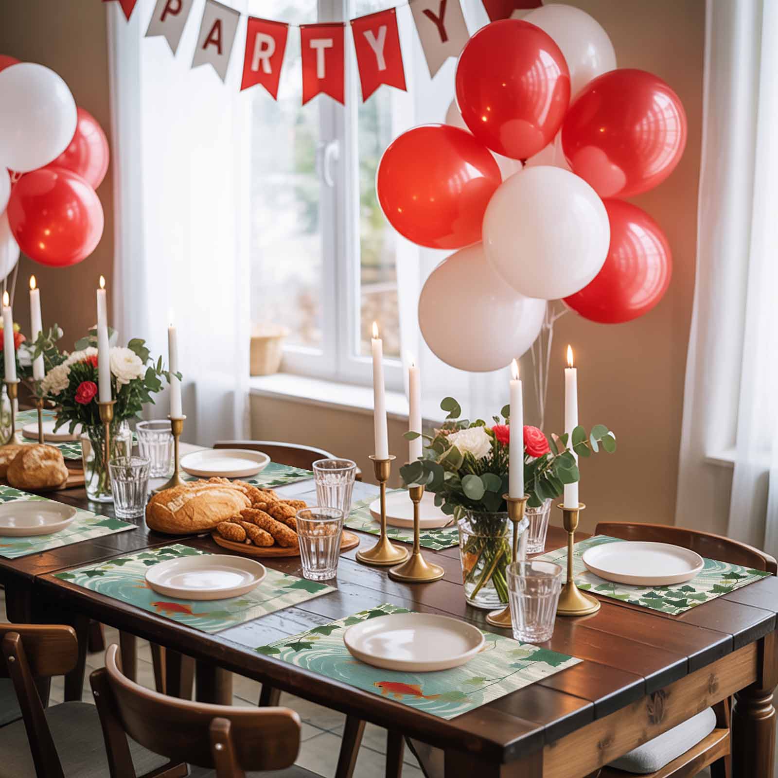 清新金鱼图案餐垫 —— 鲜活氛围感餐桌装饰