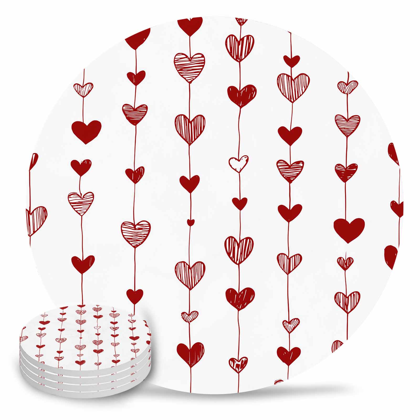 手绘爱心串纹杯垫 —— 浪漫氛围桌面小物