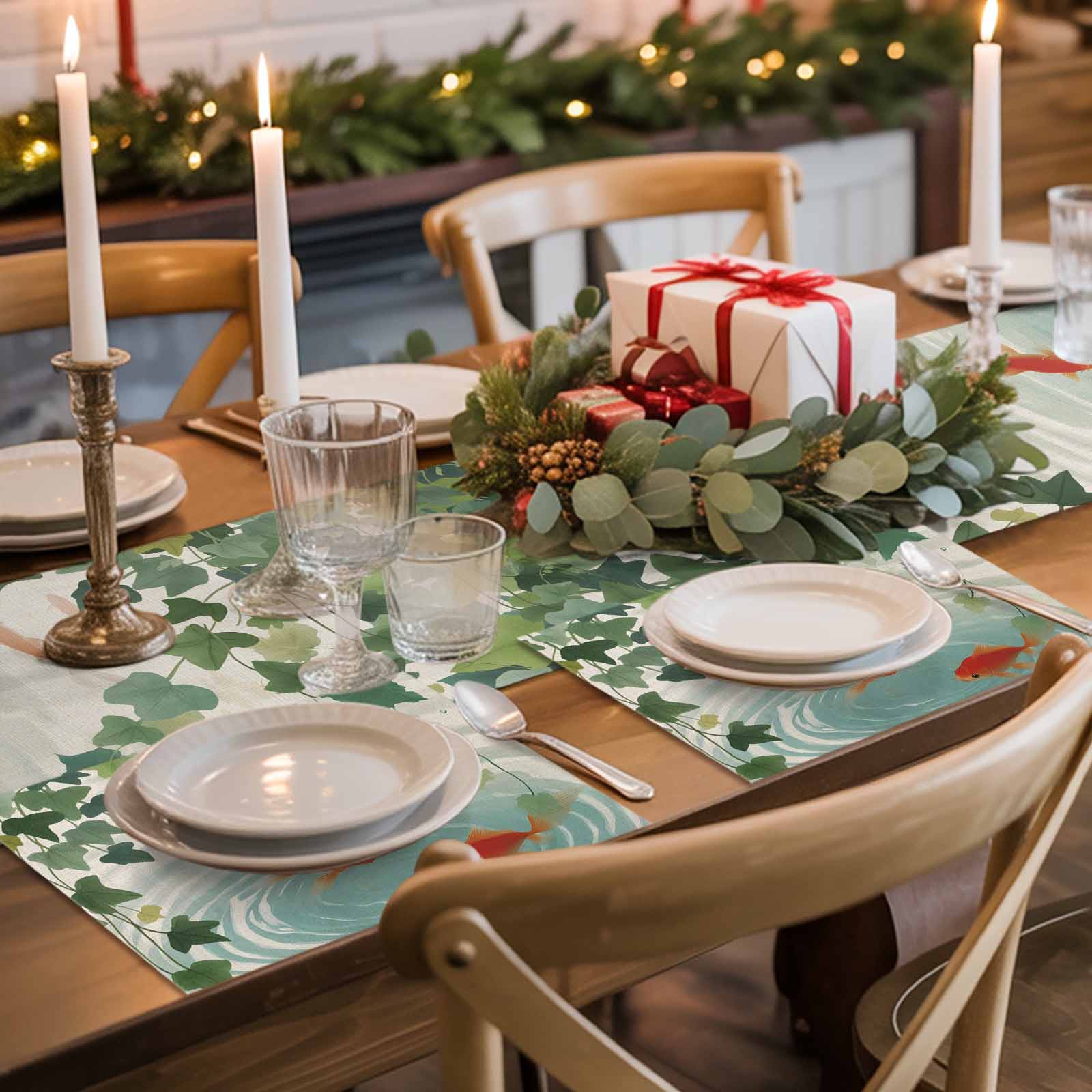 清新金鱼图案餐垫 —— 鲜活氛围感餐桌装饰